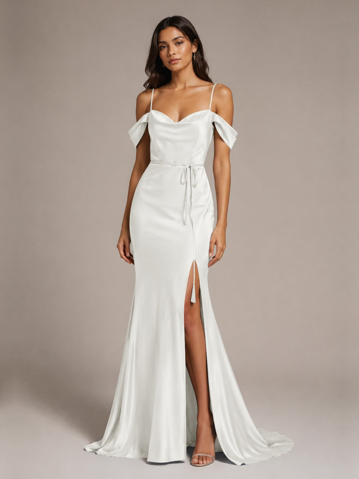 Mermaid Bridesmaid Dress with Tie Waist Sash