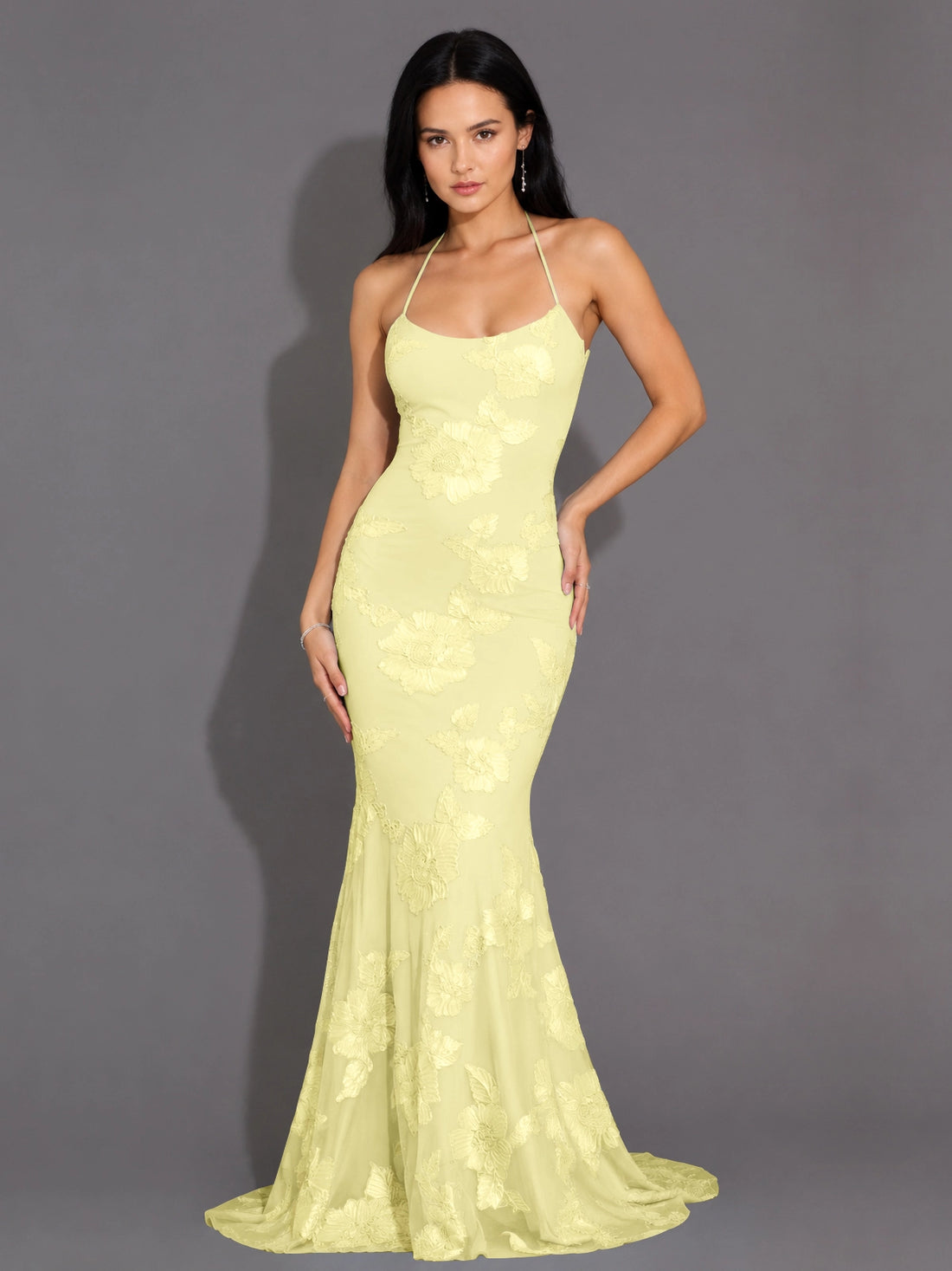 Corded Lace Prom Dress with Sweep Train 