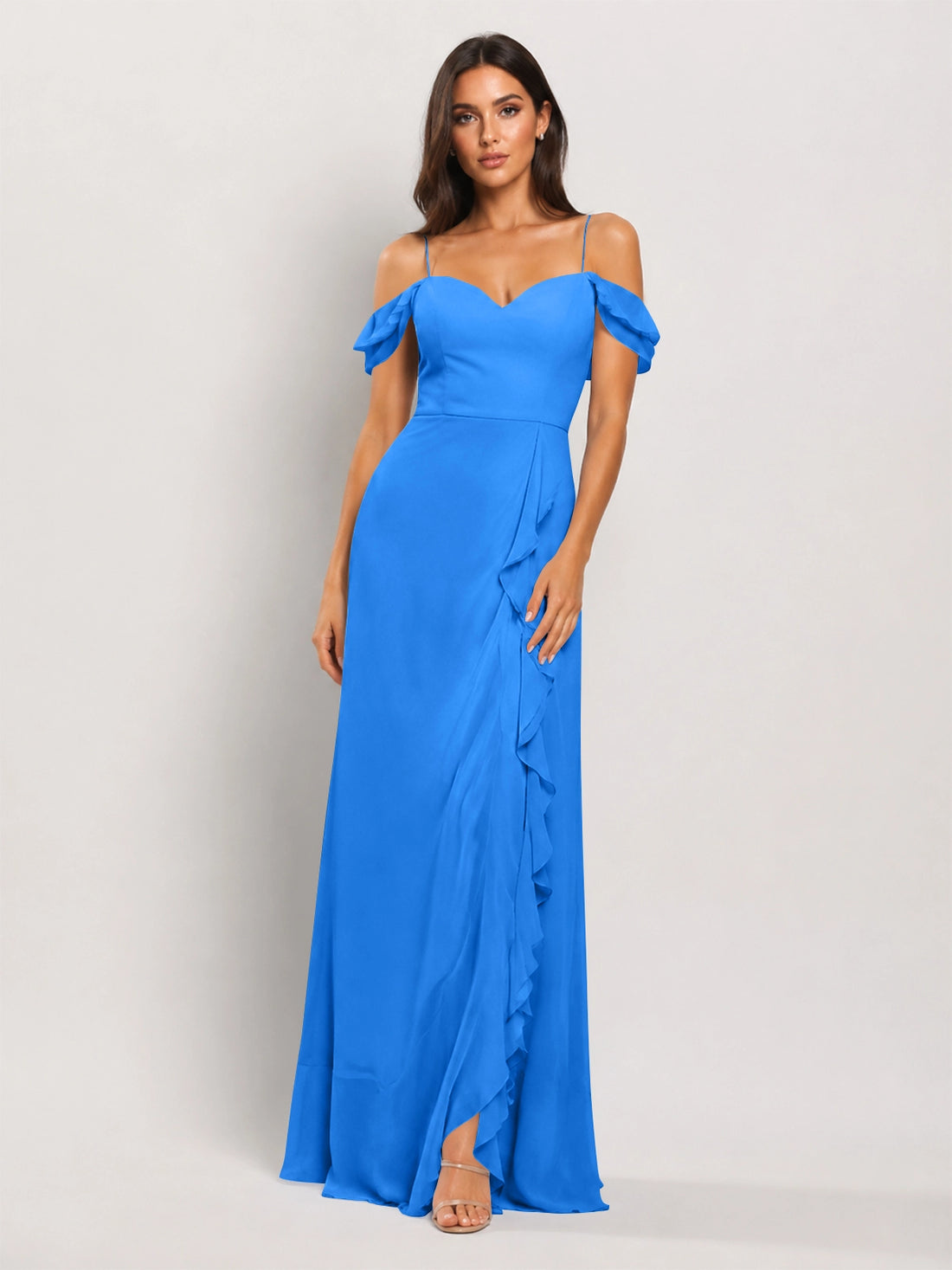 Sweetheart Neckline Bridesmaid Dress with Ruffled Details