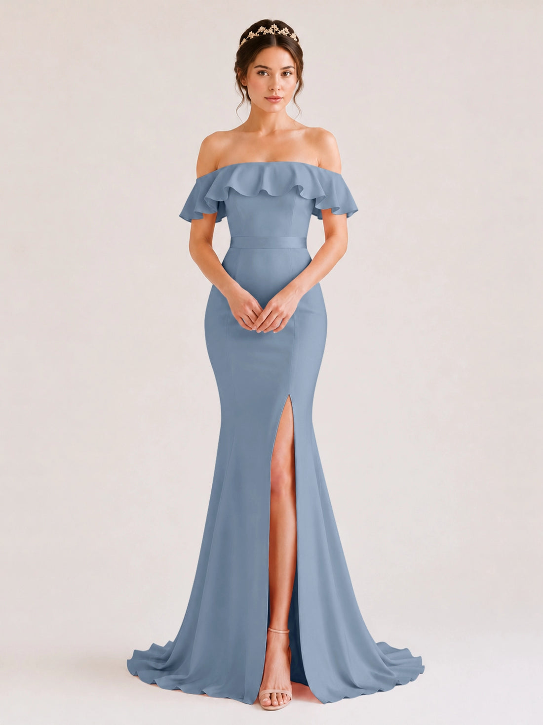 Mermaid Bridesmaid Dress with Ruffle Design 