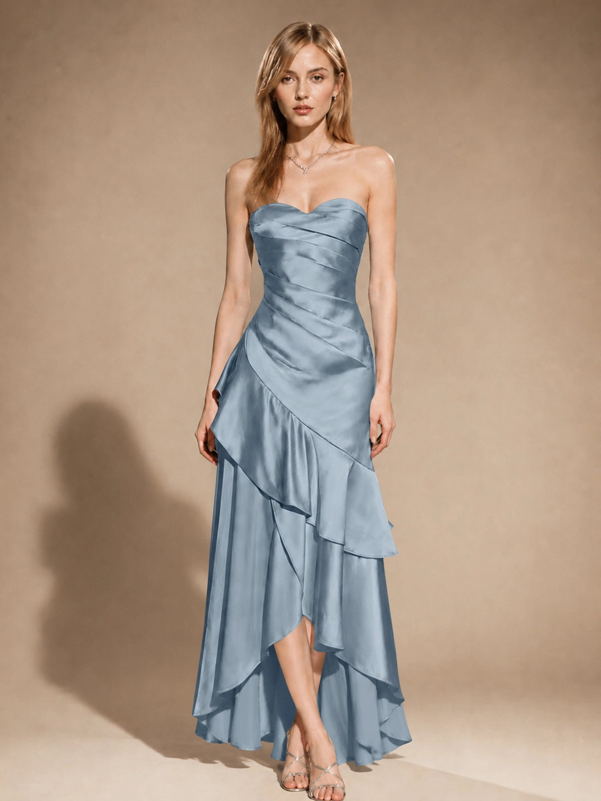 Strapless Prom Dress with Tiered Ruffles 
