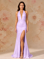 Satin Prom Dress with Halter Neck 