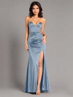 Silk-like Prom Dress with High Slit 