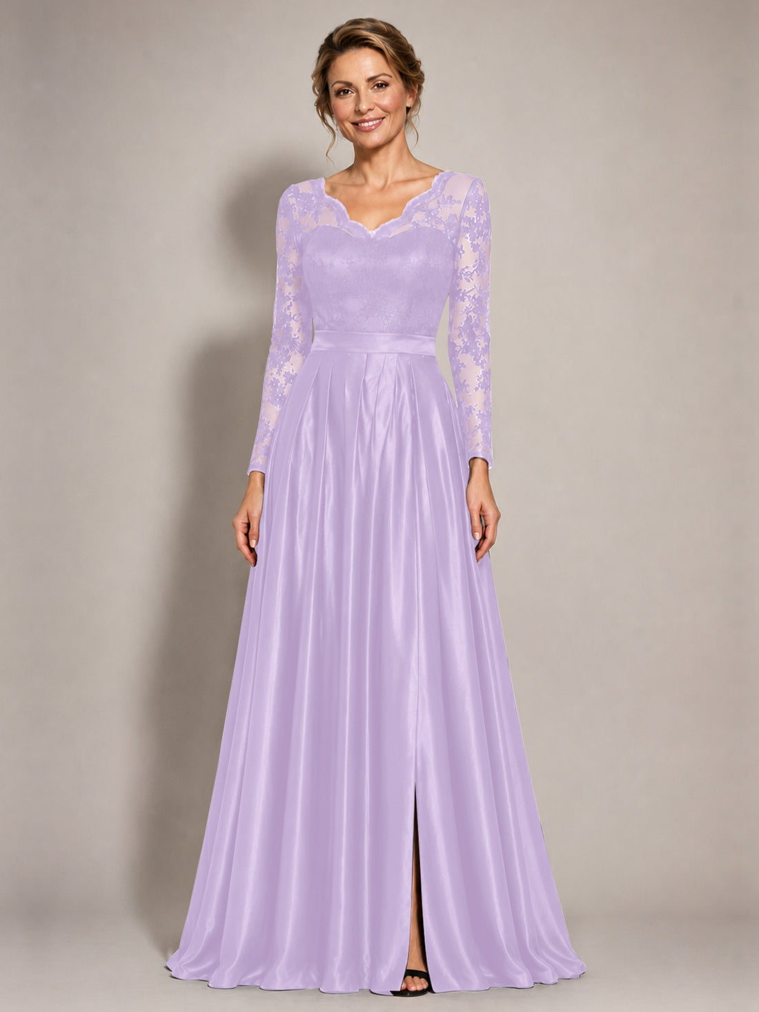 Satin Mother of the Bride Dress with Appliques