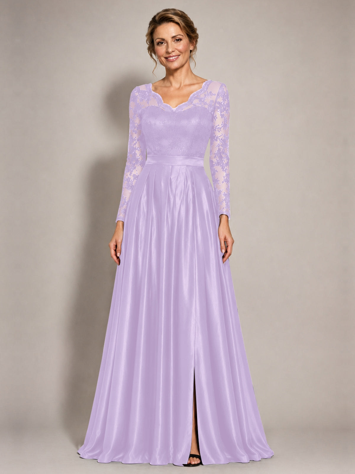 Satin Mother of the Bride Dress with Appliques