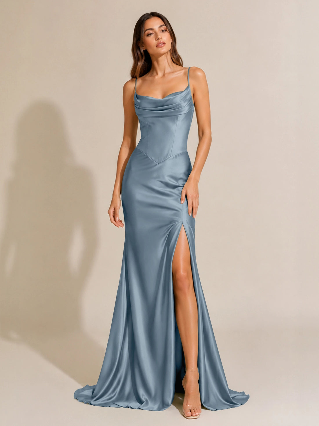 Sheath Bridesmaid Dress with High Slit 