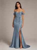 Mermaid Bridesmaid Dress with Tie Waist Sash