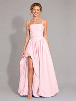 Iridescent Taffeta Prom Dress with High Slit 