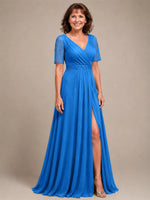 Surplice Neckline Mother of the Bride Dress with Slit 