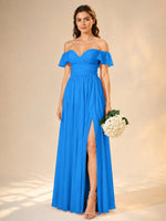 Chiffon Bridesmaid Dress with Cap Sleeves 
