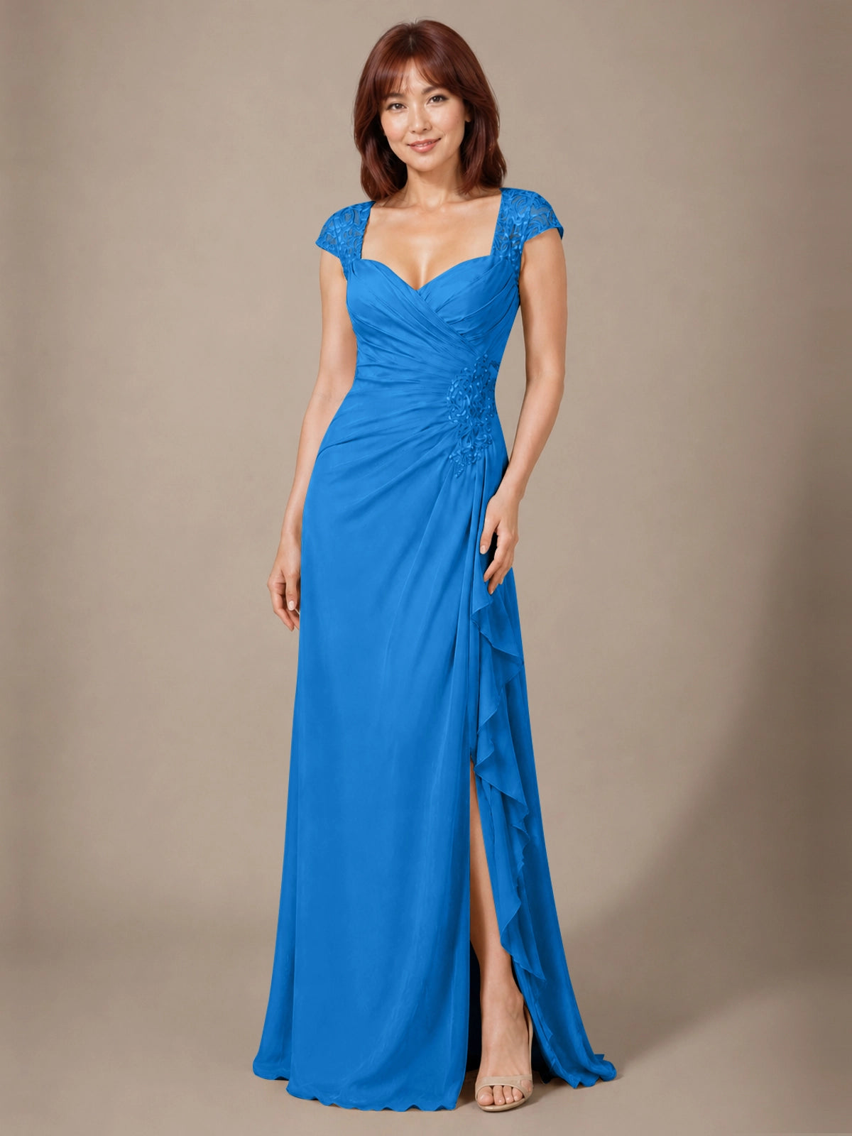 Chiffon Mother of the Bride Dress with Lace Appliques 
