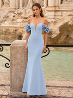 Off-the-Shoulder Prom Dress with 3D Floral Straps 