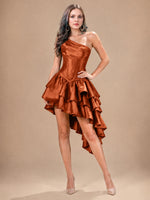 Asymmetric Homecoming Dress with One-Shoulder Neckline 