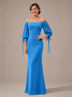 Mermaid Bridesmaid Dress with Puff Sleeves