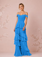 Chiffon Bridesmaid Dress with Tiered Ruffles 