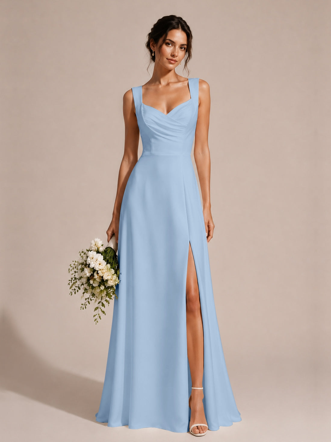 Sweetheart Neckline Bridesmaid Dress with Wide Straps