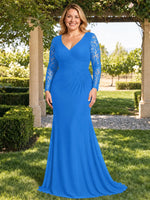 Mermaid Mother of the Bride Dress with Long Lace Sleeves-Plus Size 