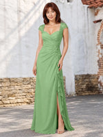 Chiffon Mother of the Bride Dress with Lace Appliques 