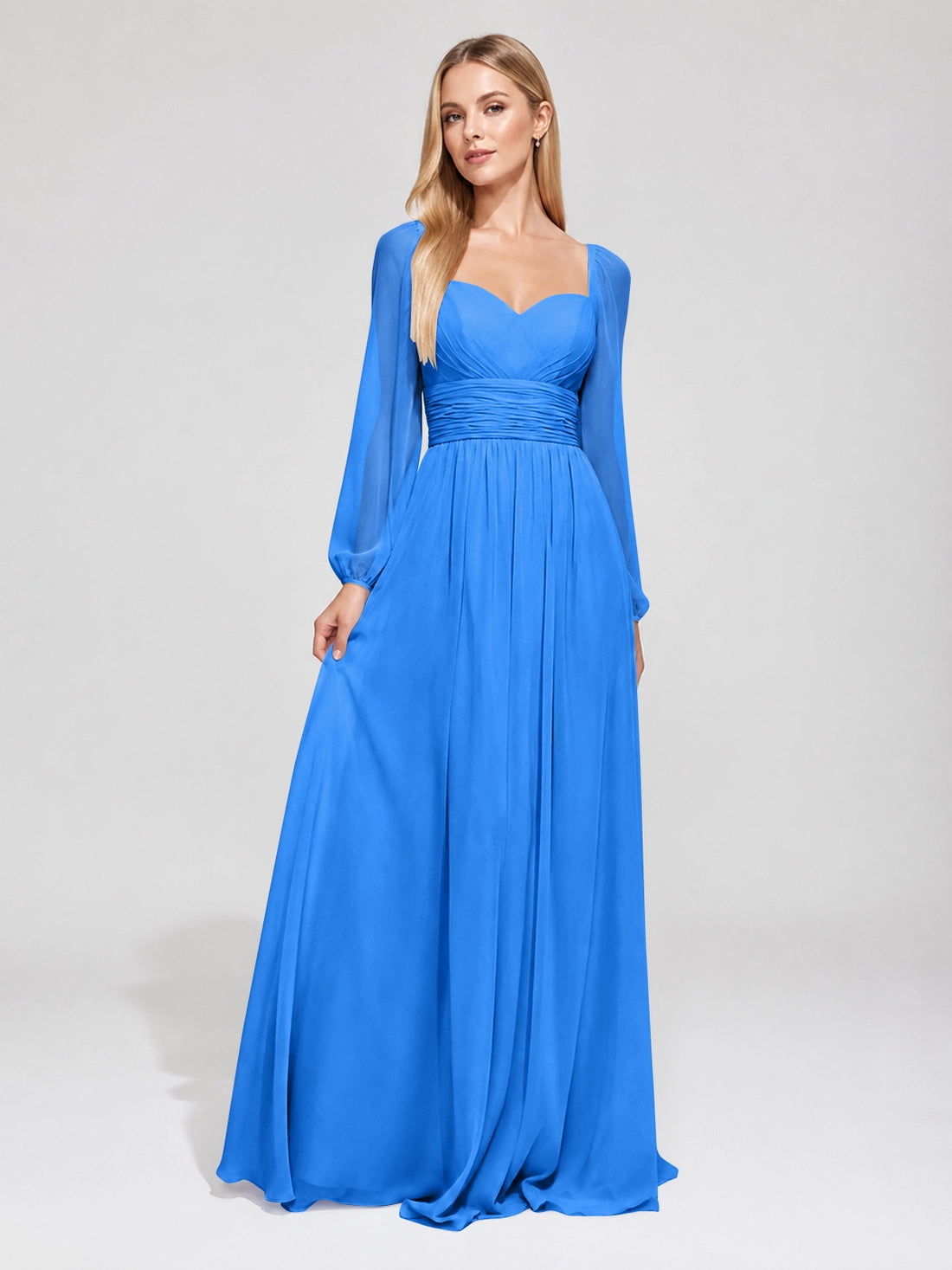 Elegant A-line Bridesmaid Dress with Long Sleeves
