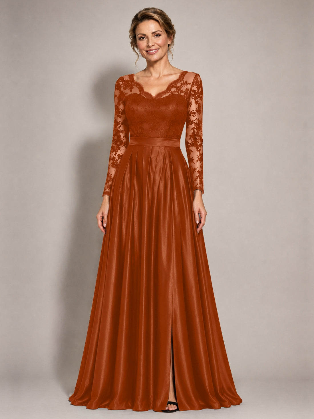 Satin Mother of the Bride Dress with Appliques