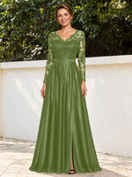 Satin Mother of the Bride Dress with Appliques