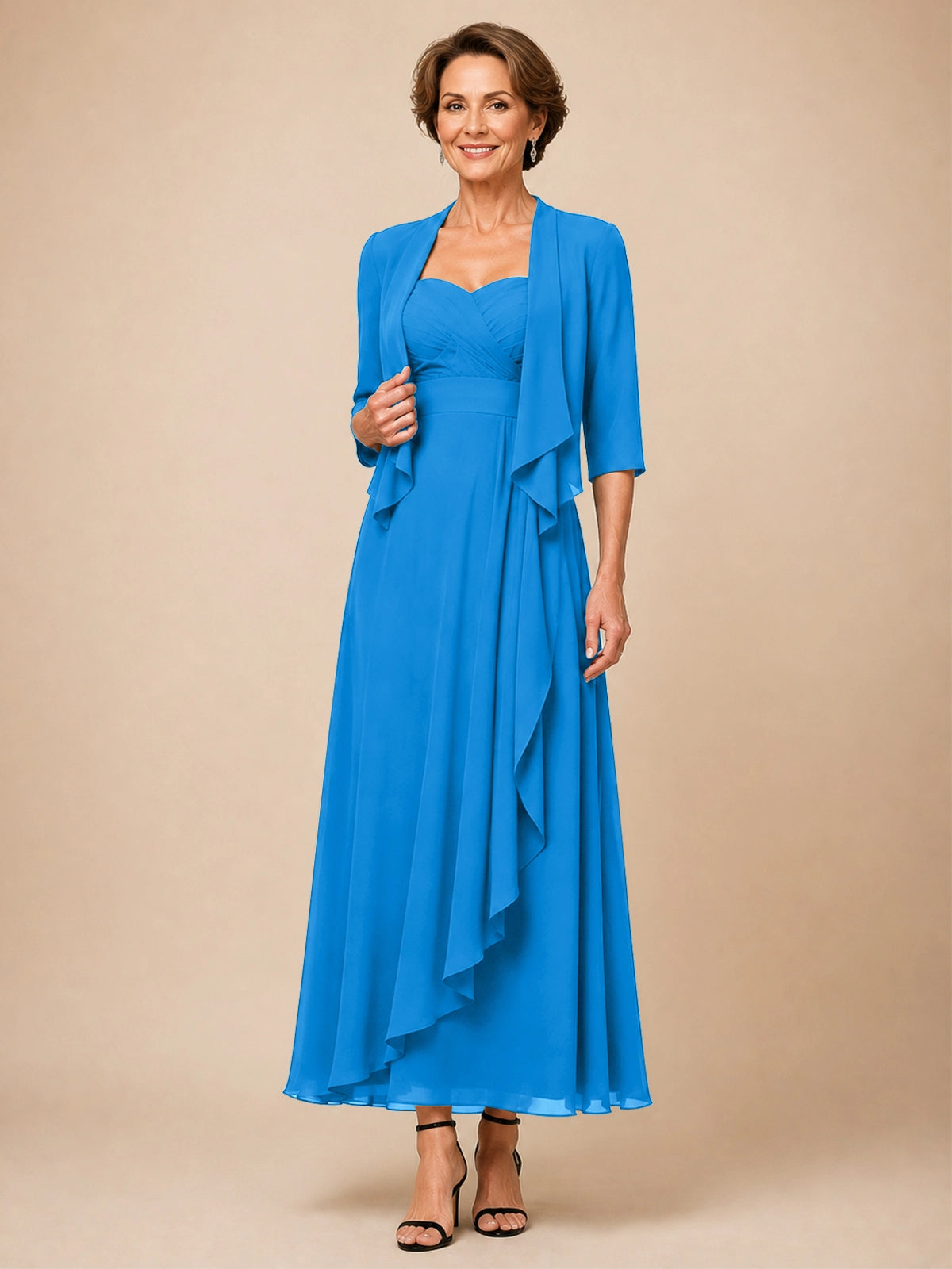 Two-piece Mother of the Bride Dress with Ruffle Design 