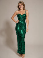 Sequined Tulle Prom Dress with Back Slit 