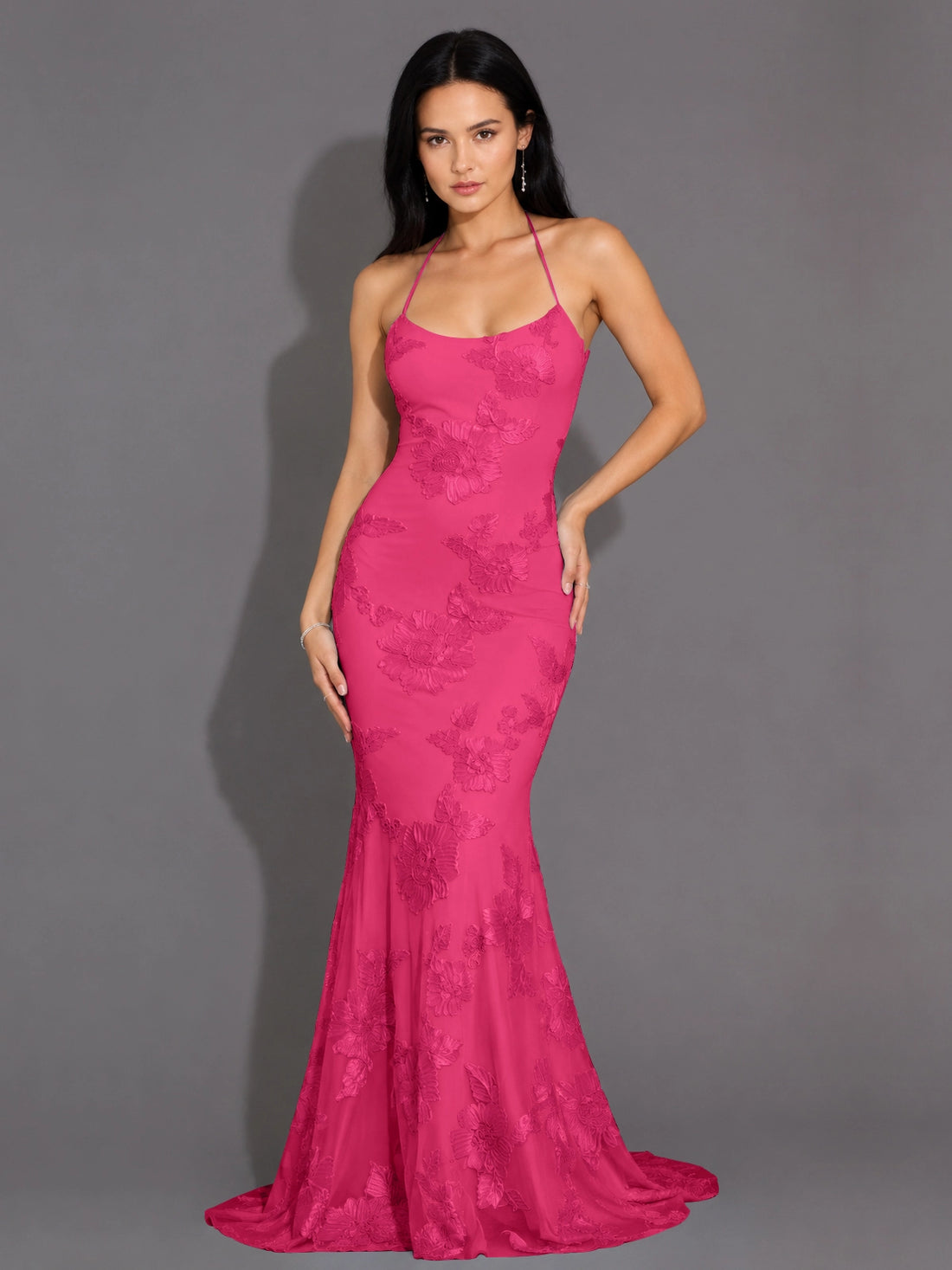 Corded Lace Prom Dress with Sweep Train 