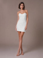 Velvet Sequin Homecoming Dress with Sweetheart Neckline 