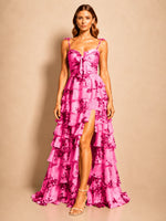 Floral Pattern High-low Dress 
