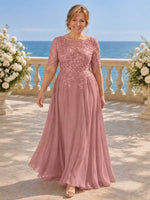 Lace Mother Dress with Half Sleeves-Plus Size 