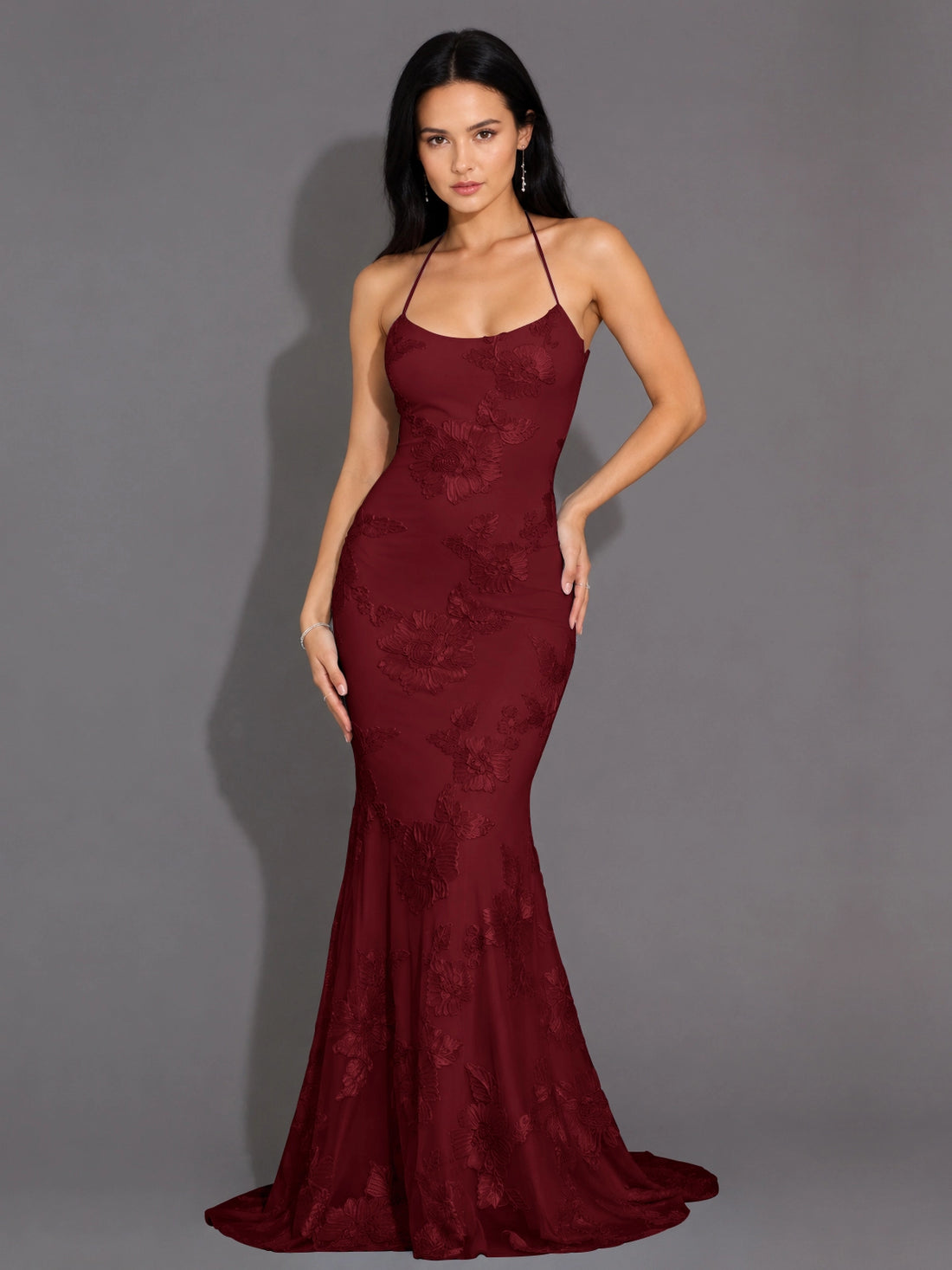 Corded Lace Prom Dress with Sweep Train 