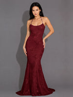 Corded Lace Prom Dress with Sweep Train 