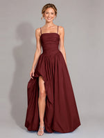 Iridescent Taffeta Prom Dress with High Slit 