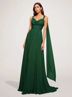 Chiffon Bridesmaid Dress with Draped Scarf 