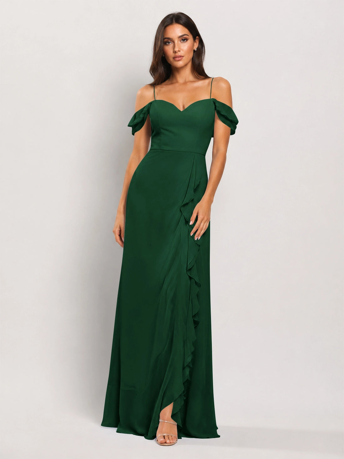 Sweetheart Neckline Bridesmaid Dress with Ruffled Details