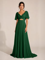 Cowl Neck Bridesmaid Dress with Cut-Out Detail