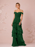 Chiffon Bridesmaid Dress with Tiered Ruffles 