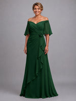 Chiffon Mother of the Bride Dress with 3D Rosette 