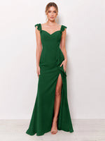 Chiffon Bridesmaid Dress with Ruffle Straps 