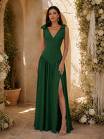 Chiffon Bridesmaid Dress with Bow-Tie Straps 