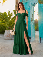 A-line Bridesmaid Dress with High Slit 