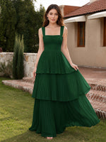 Chiffon Bridesmaid Dress with Tiered Design 