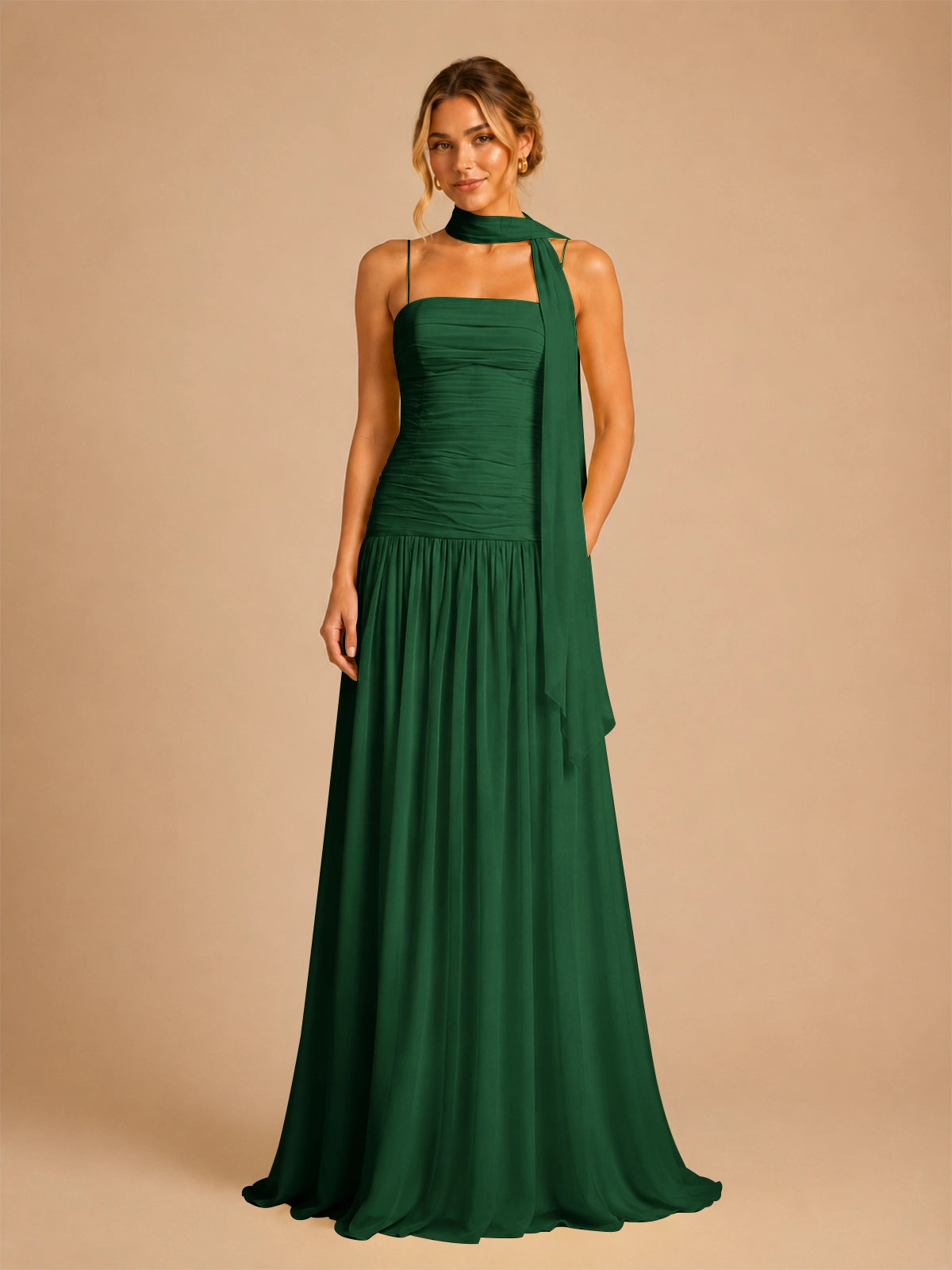 Chiffon Bridesmaid Dress with Scarf Detail 