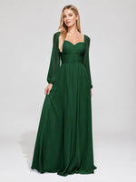 Elegant A-line Bridesmaid Dress with Long Sleeves