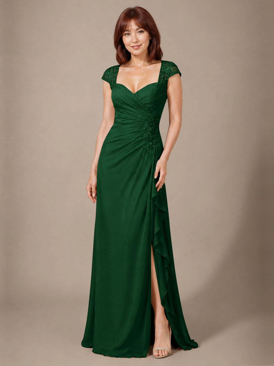 Chiffon Mother of the Bride Dress with Lace Appliques 