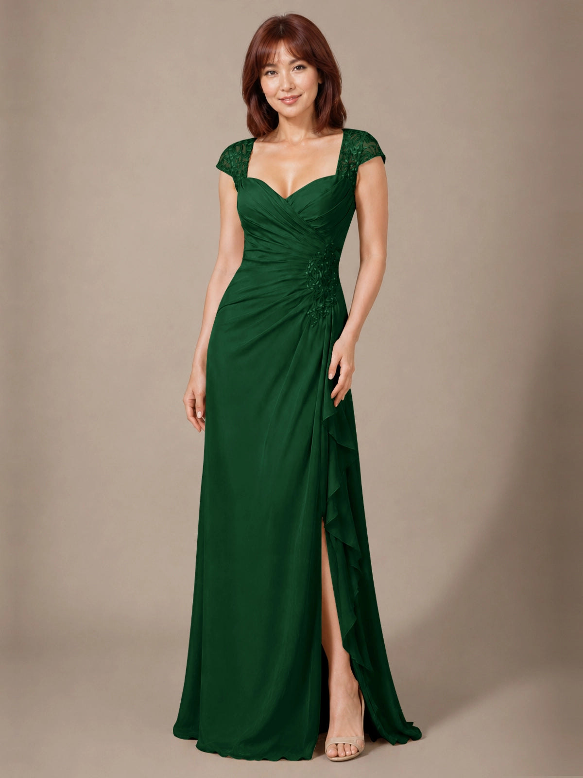 Chiffon Mother of the Bride Dress with Lace Appliques 