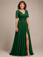 Surplice Neckline Mother of the Bride Dress with Slit 