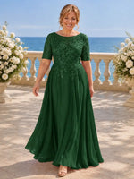 Lace Mother Dress with Half Sleeves-Plus Size 