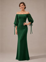 Mermaid Bridesmaid Dress with Puff Sleeves